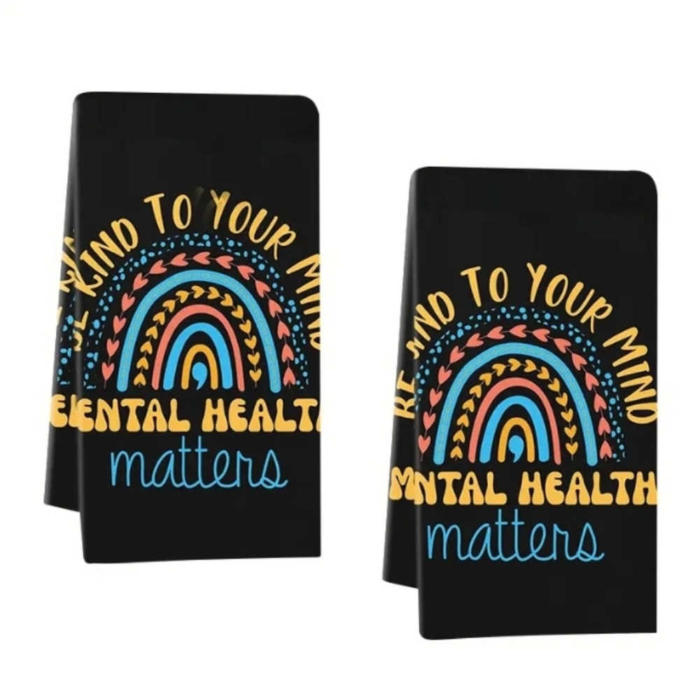 Set of 2 Be Kind to your Mind Mental Health Hand Towels - Picture 2 of 2